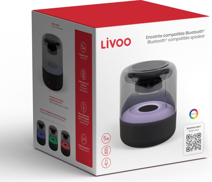 Actual product image Livoo Bluetooth® compatible speaker (5 h, Rechargeable battery operated)