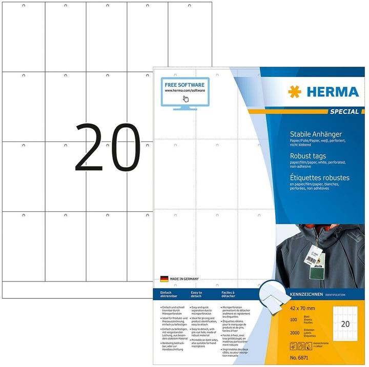 Actual product image HERMA Attachment labels A4