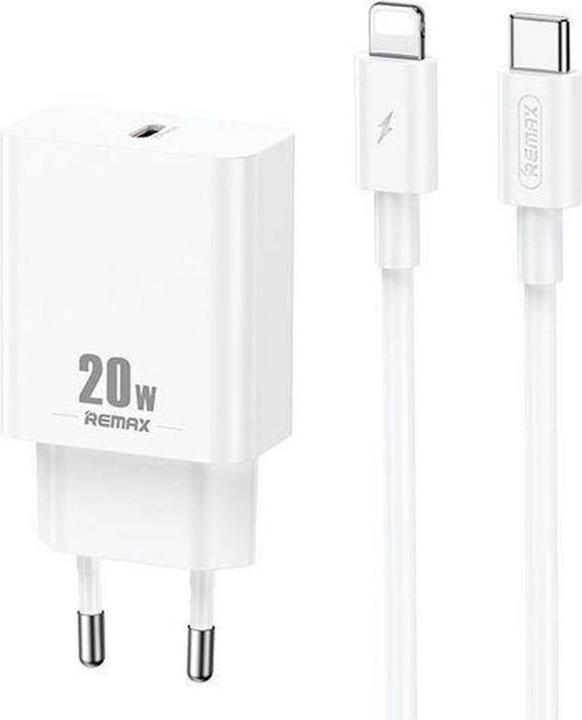 Produktbild Remax Wall charger, RP-U5, USB-C, 20W (white) + Lightning cable (20 W)