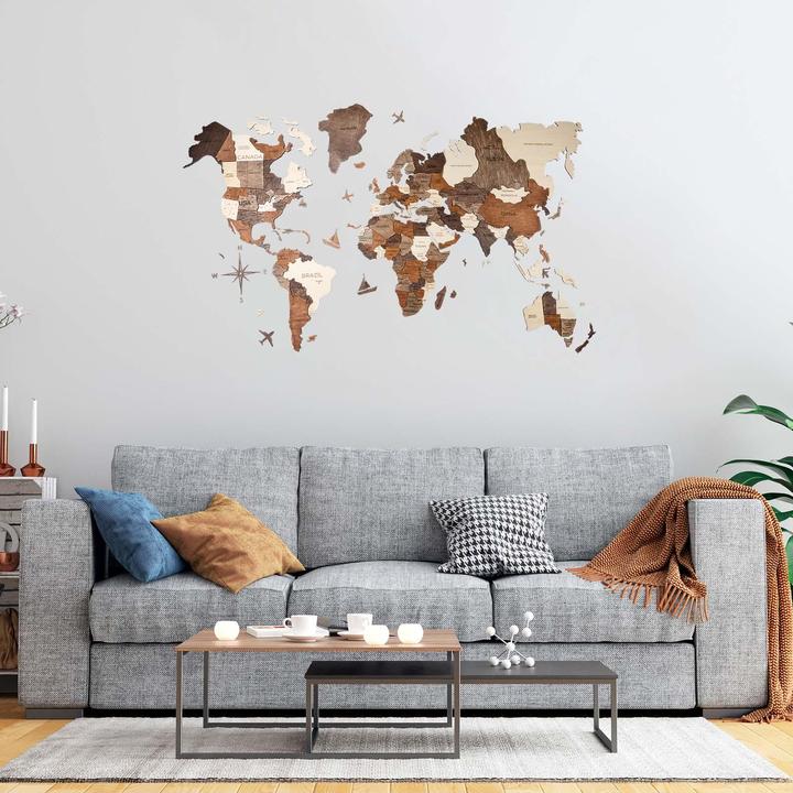Image du produit Enjoy The Wood Carte du monde en 3D (90 x 150 cm)