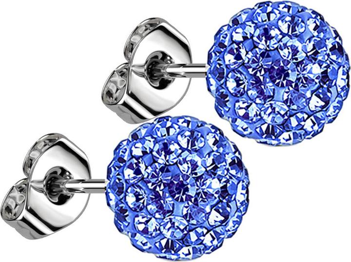Star Piercing Ohrstecker mit Kristallkugel aqua (ohne Messing, Chirurgenstahl 316L)