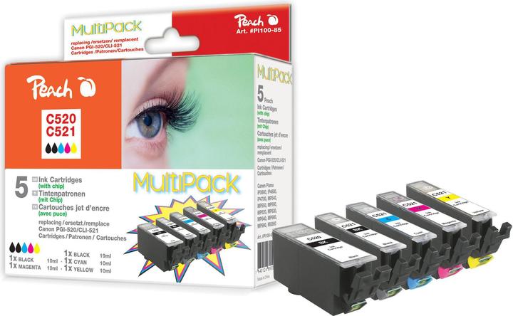 Actual product image Peach Cli-521, Pg-520 (M, Y, C, FC, PBK)