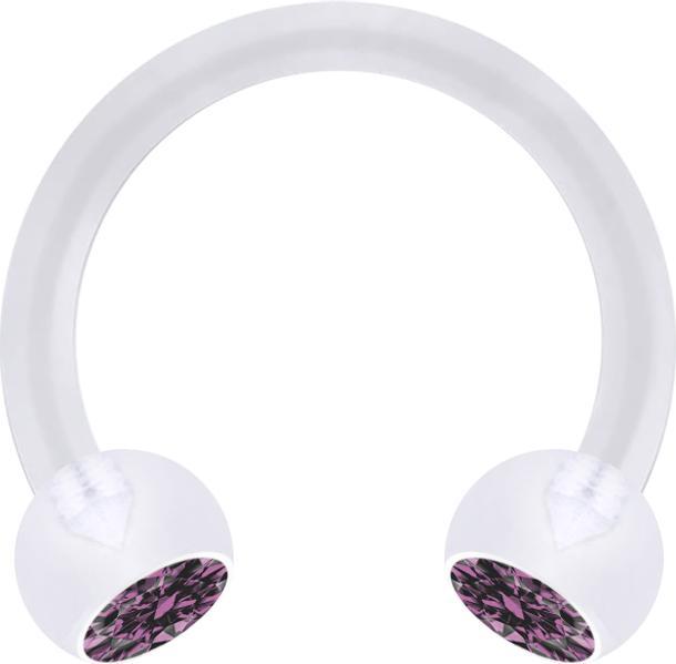 Actual product image Star Piercing Micro Circular Barbell transparent with two balls crystal light violet (without brass)