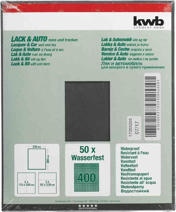 Immagine prodotto kwb Carta vetrata per vernici e auto K 400 (Grano 400)