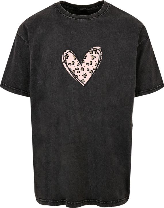 Actual product image Merchcode Valentines Day - Leopard Heart Acid Washed Heavy Oversize Tee - 116975 (M)