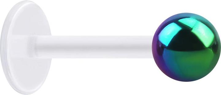 Immagine prodotto Star Piercing Micro Labret trasparente con pallina colorata (Acciaio chirurgico 316L, senza ottone, Bioflex)