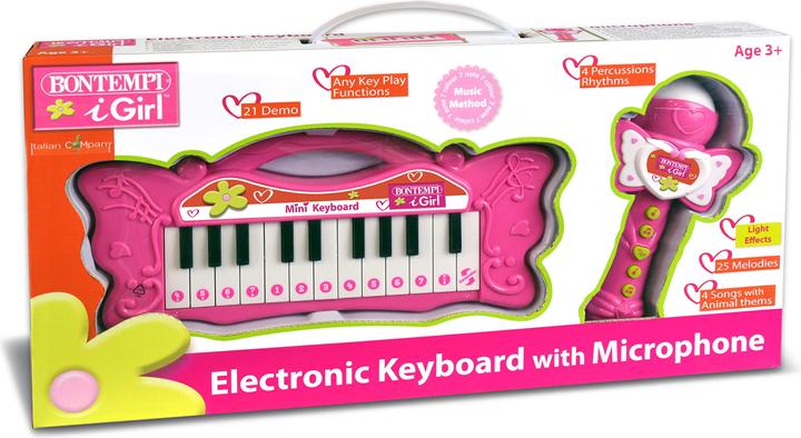 Actual product image Bontempi Mini Butterfly Keyboard with Karaoke Microphone - Pink