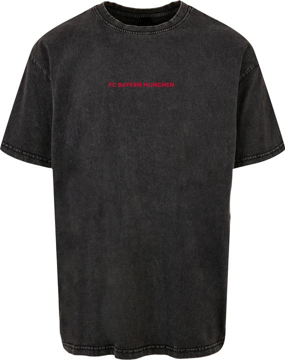 FC Bayern München Logo History Red Acid Washed Heavy Oversize Tee - 118295 (L)
