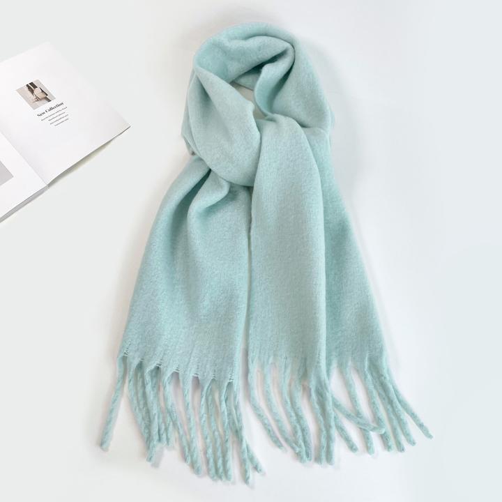 Actual product image Only-Bags.Store Solid Colour Plush Warm Chunky Scarf Long Simple Large Thickened Tassel Scarf Winter Outdoor