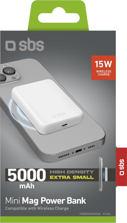 Produktbild SBS Ultrakompakte kabellose Powerbank mit 5000 mAh (5000 mAh, 20 W)