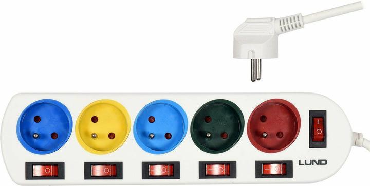 Actual product image Lund London Power supply line Lund 5G 5 sockets 2 m white (72460) (5 x, CEE 7/5, 2 m)