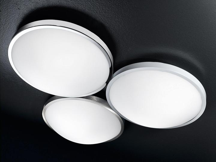 Actual product image Fabas Luce Ceiling Light Plaza in White 12W 1000lm in Chrome and White 300x300mm (1000 lm)