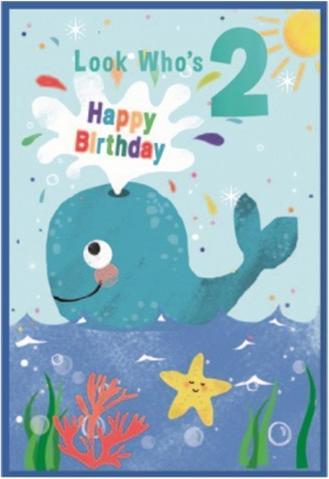 Produktbild Simon Elvin Wal Grusskarte 2 Geburtstag 6erPack Karton (6 Stk.)