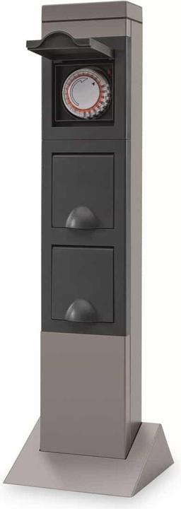 Produktbild REV Gartensteckdose SteelCraft, 2-fach, mit Zeitschaltuhr, IP44, ohne Zuleitung (2 x, 2 m)