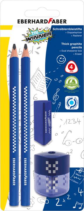Produktbild Faber-Castell Bleistiftset TRI Winner mit Radierer und Spitzer (2B, 4 x)