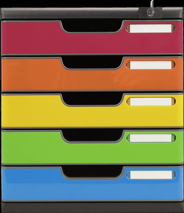 Produktbild Exacompta Schubladenbox MODULO, Format A4+, 5 abschliessbare Schübe, geschlossen, Griffmulde & Etiketten... (A4+)