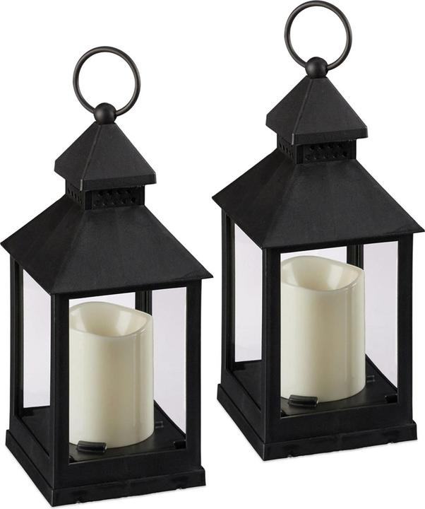Actual product image Relaxdays Lantern with LED decorative candle, set of 4 (23 x 10 x 10 cm, 4 x)