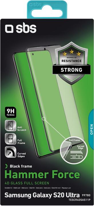 Actual product image SBS Glass Screen Protector 4D Full Cover Samsung Galaxy S20 Ultra, black (1 Piece, Samsung Galaxy S20 Ultra)