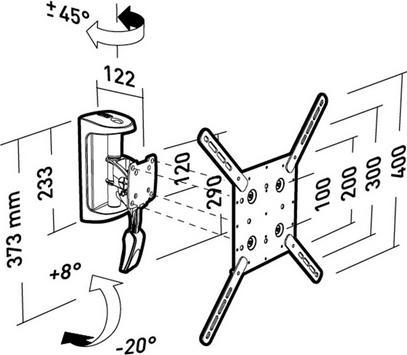Image du produit Erard Movik 400TW1, Support TV mural à 2 axes (19-42 pouces) (Mur, 42", 25 kg)