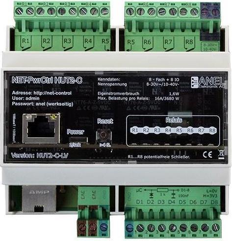 Actual product image Anel NET-PWRCTRL HUT 2C LV - 8 Ethernet / Internet controlled relays, 16A