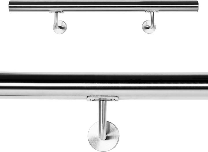 Produktbild Wiltec Handlaufset Wandhalter Handlauf 120cm Halter Treppe Haltegriff Edelstahl V2A (Edelstahl)