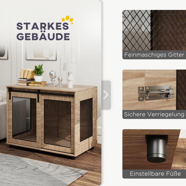 Actual product image PawHut Hundekäfig Spanplatte, Stahl Nussbaum