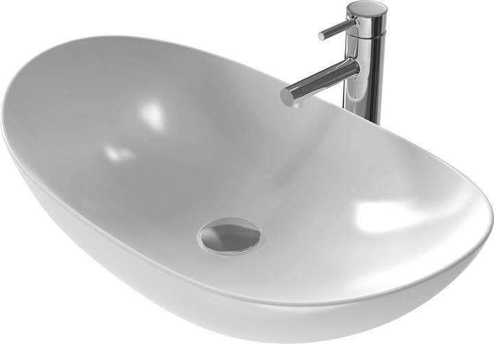 Emke Aufsatzwaschbecken Ovales Waschbecken Keramik Waschbecken Waschtisch Weiss Glänzend 350x 270 x 1 (270 mm, 350 mm)