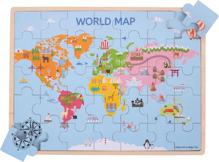 Bigjigs Wooden Weltkarte Puzzle (35 Teile)