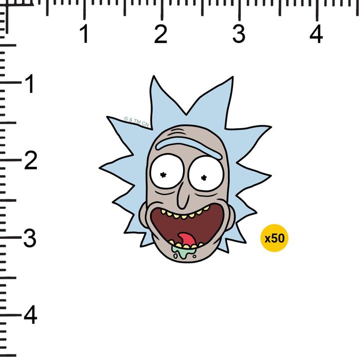 Actual product image Rick And Morty Deluxe Faces Rick Stickers (Pack of 50)