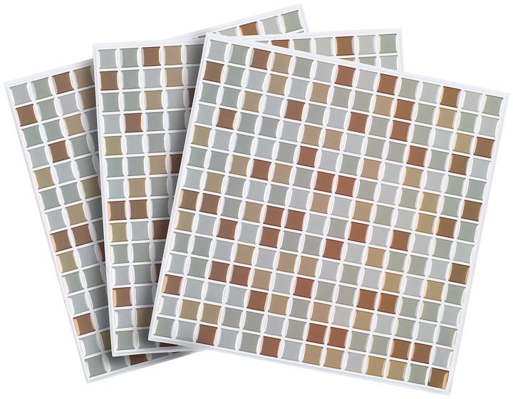 Actual product image Infactory Self-adhesive 3D mosaic tile stickers "Bronze", set of 3 (26 x 26 cm)
