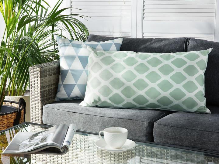 Produktbild Beliani Gartenkissen Rautenmuster mintgrün-weiss 40 x 70 cm 2er Set KALAMOS (40 x 70 cm)