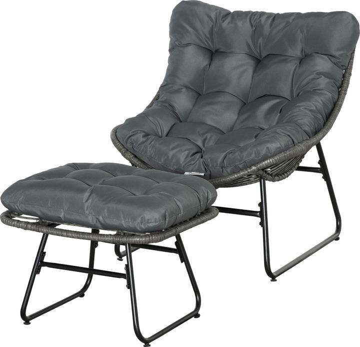 Image du produit Outsunny Ensemble de fauteuils en rotin avec repose-pieds