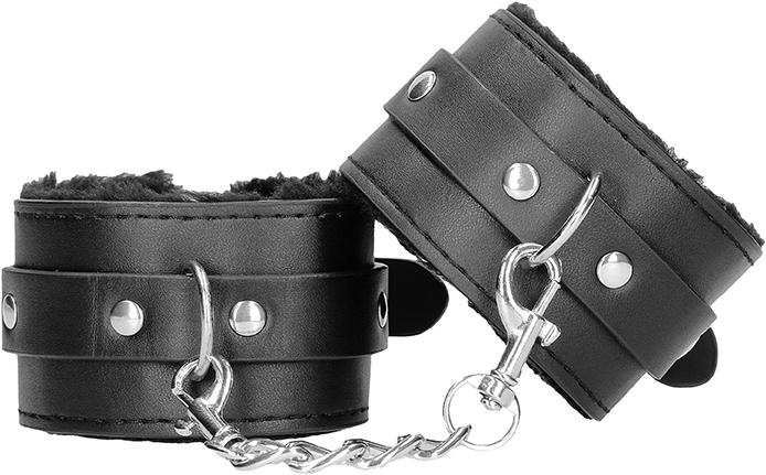 Actual product image Ouch! Plush Bonded Leather Hand Cuffs - With Adjustable Straps