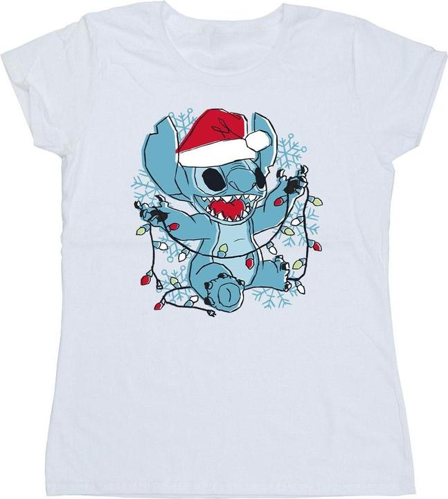 Disney Lilo And Stitch Christmas Lights Sketch TShirt (S)