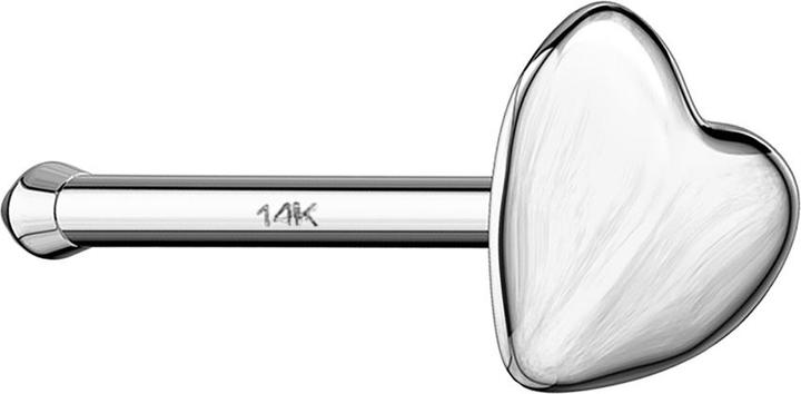Star Piercing Nasenstecker gerade 14k weissgold mit Herz (14k Gold, ohne Messing)
