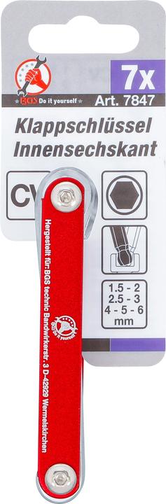 Actual product image BGS Foldable Key internal Hexagon with Ball Point 1.5 - 6 mm 7 pcs. (Allen screw)