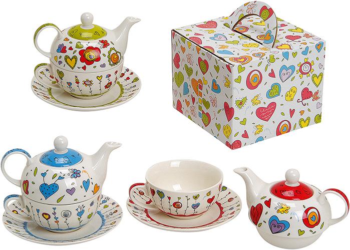 G. Wurm Teekannen-Set mit Tasse+Teller Sortiert aus Porzel (400 l)