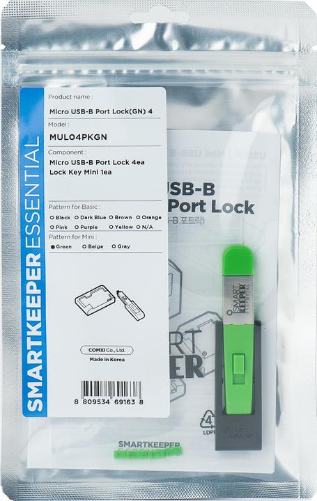 Immagine prodotto Smart Keeper 4 lucchetti per porte micro USB B con 1 chiave di tipo Mini