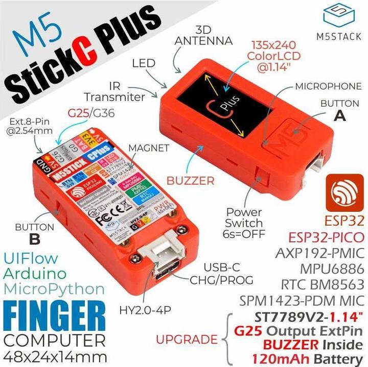 Actual product image M5Stack M5StickC Plus ESP32-pico
