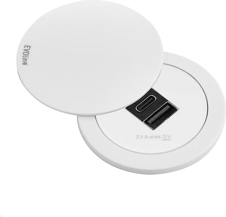 Productafbeelding Evoline Een USB-oplader A/C met deksel, wit