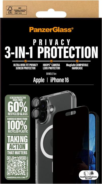 Productafbeelding PanzerGlass Privacy (1 Stuk, Apple iPhone 16)