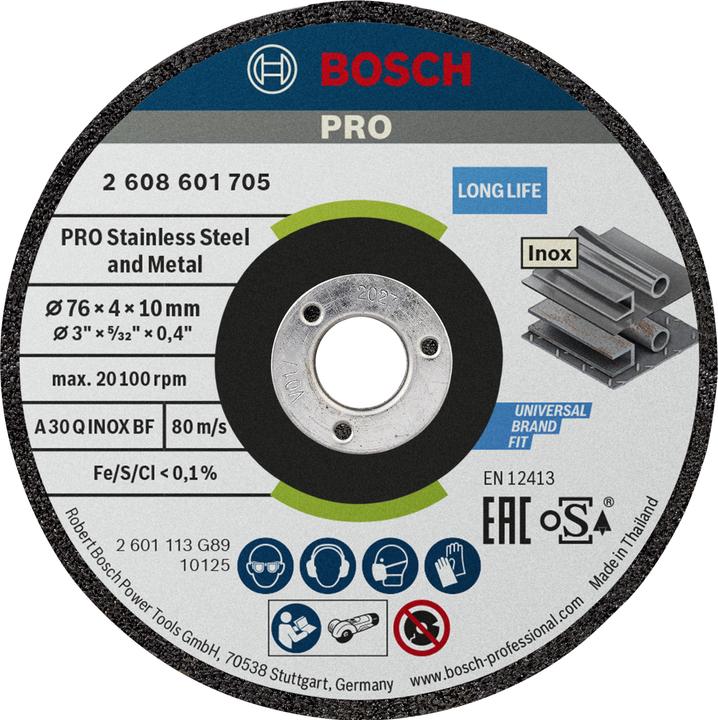 Actual product image Bosch Professional Zubehör PRO Stainless Steel and Metal grinding disc, 76 x 4 x 10 mm