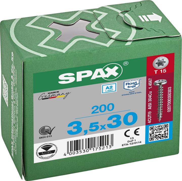 Produktbild Spax Schraube R 88093 Ruko m.Spitze/T-STAR VG 3,5 x 30/25-T15 A 2 (200 Schrauben pro Stück)
