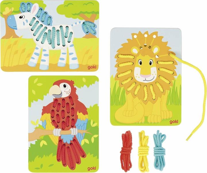 Actual product image Goki Parrot, Lion, Zebra (3 pieces)