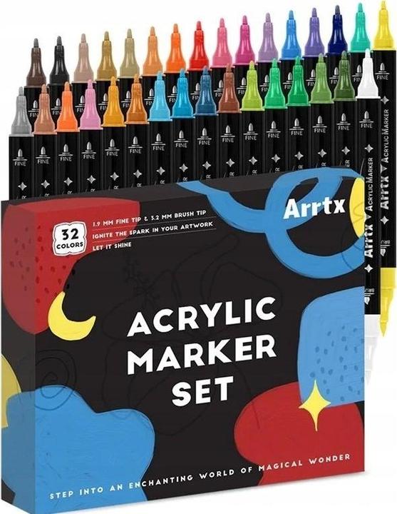Arrtx Acrylmarker - Filzstifte, 32 Farben (Mehrfarbig, 32 x)
