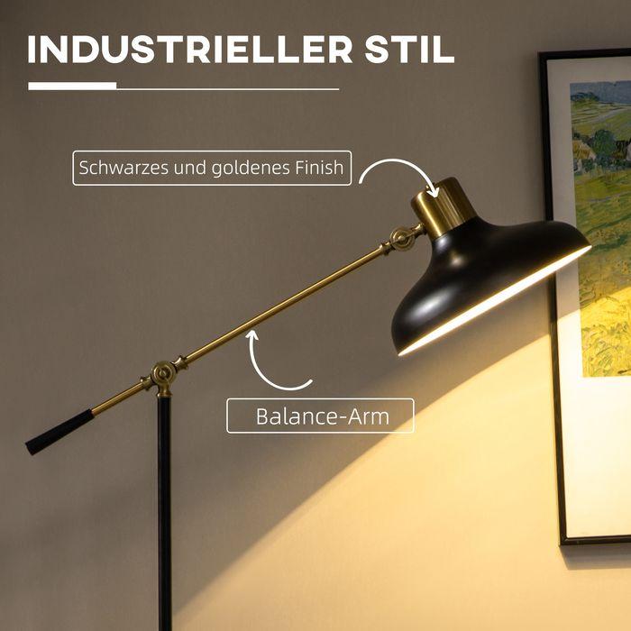 Actual product image Swisshandel24 Floor lamp, height-adjustable floor lamp, 40 W swivelling floor lamp, arc lamp, reading lamp with (E27)