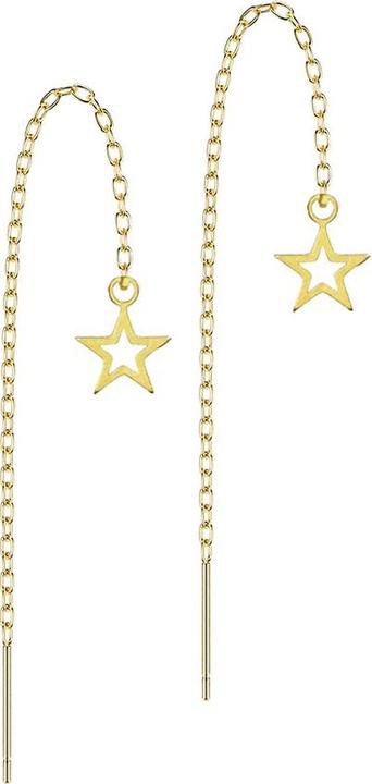 Produktbild Star Piercing Ohrstecker vergoldet freifallende Kette Stern (ohne Messing, Chirurgenstahl 316L)