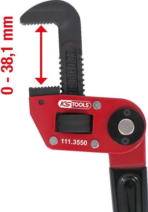 Actual product image KS Tools One-hand pipe wrench with adjustable head, length 250 mm, for pipe Ø 1.1/2" (250 mm)