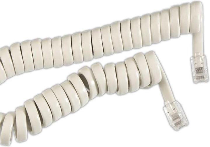 Actual product image Eneroid Telephone handset coiled cable, white, extendable up to 7.5m