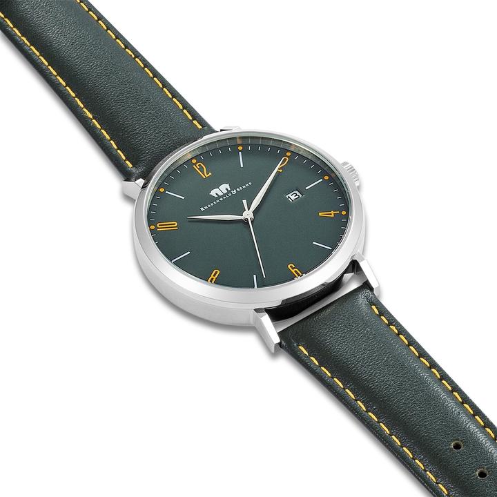 Immagine prodotto Orologio al quarzo Arakon II in vera pelle argento - 34072 (Orologio da polso analogico, 42 mm)